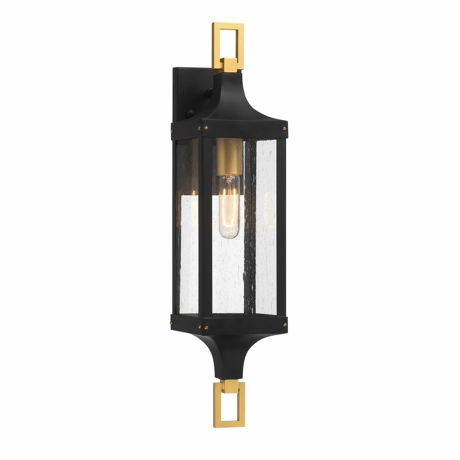 Glendale One Light Outdoor Wall Lantern Matte Black and Weathered Brushed BrassOutdoor wall sconces with motion sensor