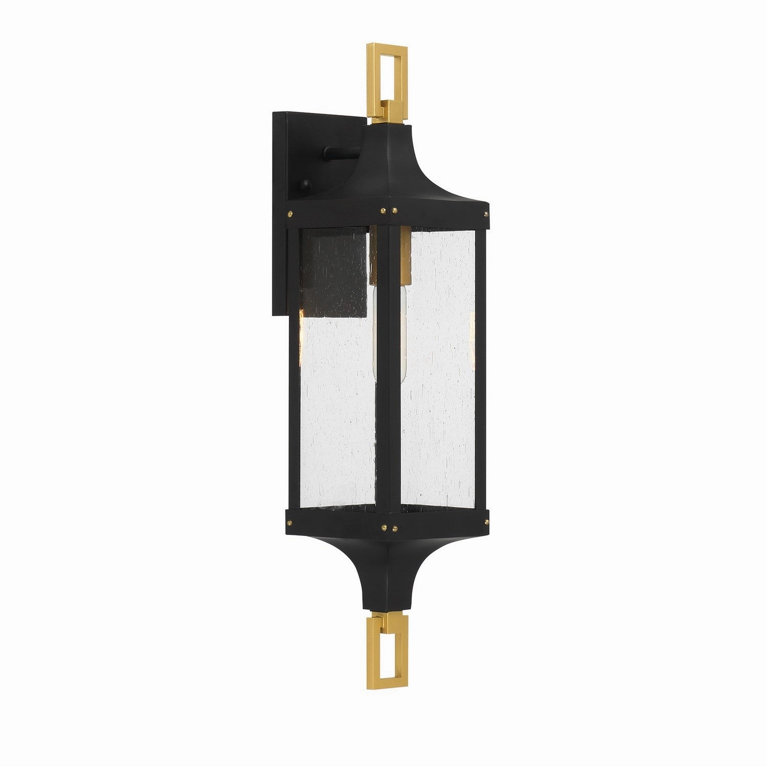Glendale One Light Outdoor Wall Lantern Matte Black and Weathered Brushed Brass