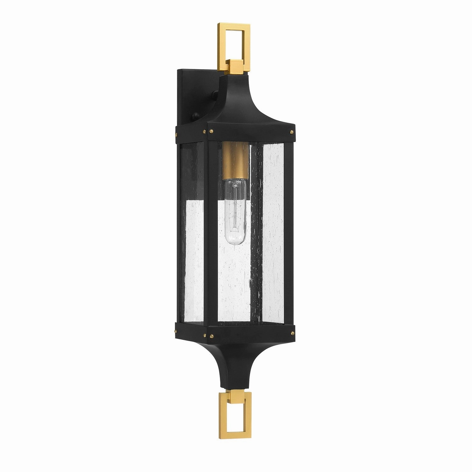 Glendale One Light Outdoor Wall Lantern Matte Black and Weathered Brushed Brass