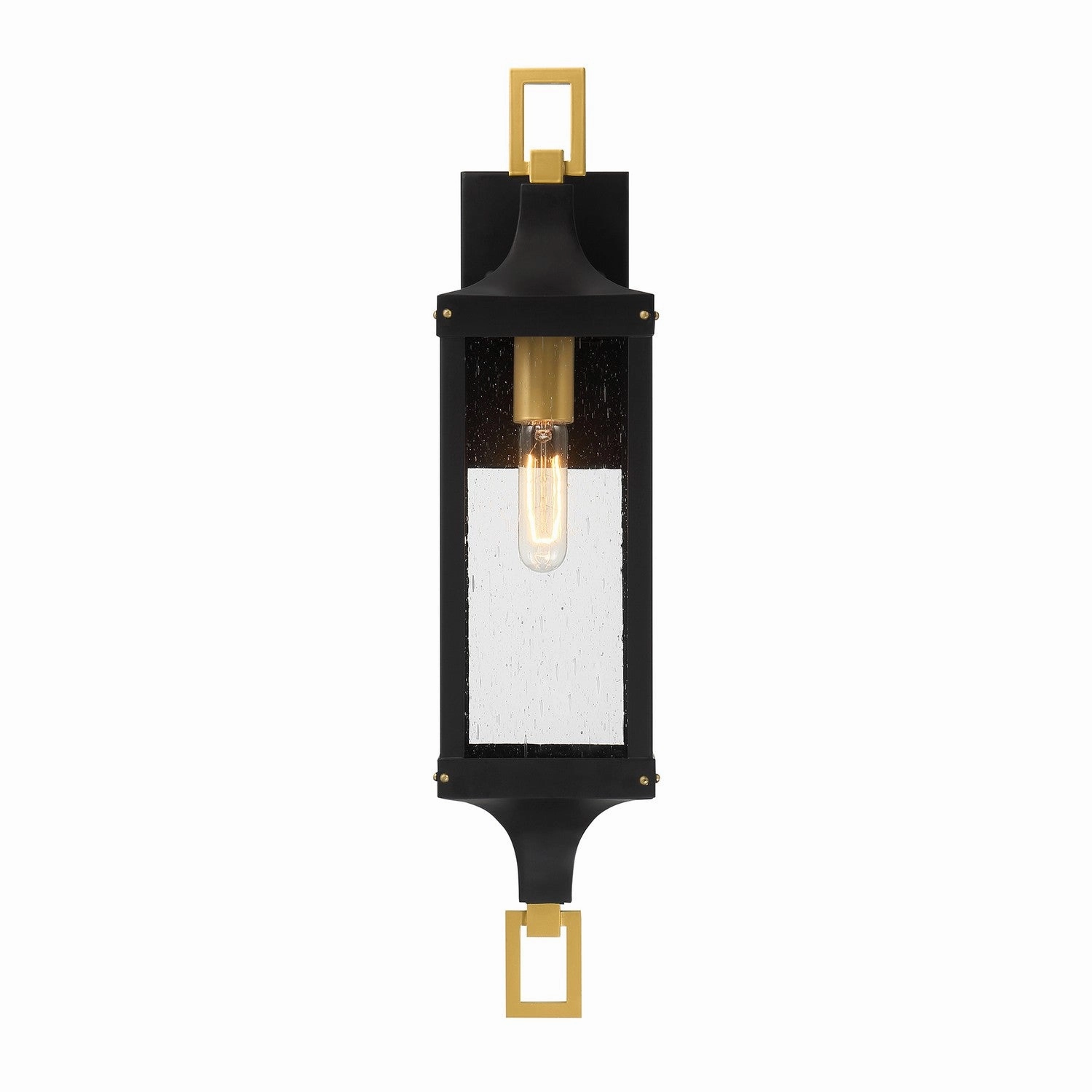 Glendale One Light Outdoor Wall Lantern Matte Black and Weathered Brushed Brass