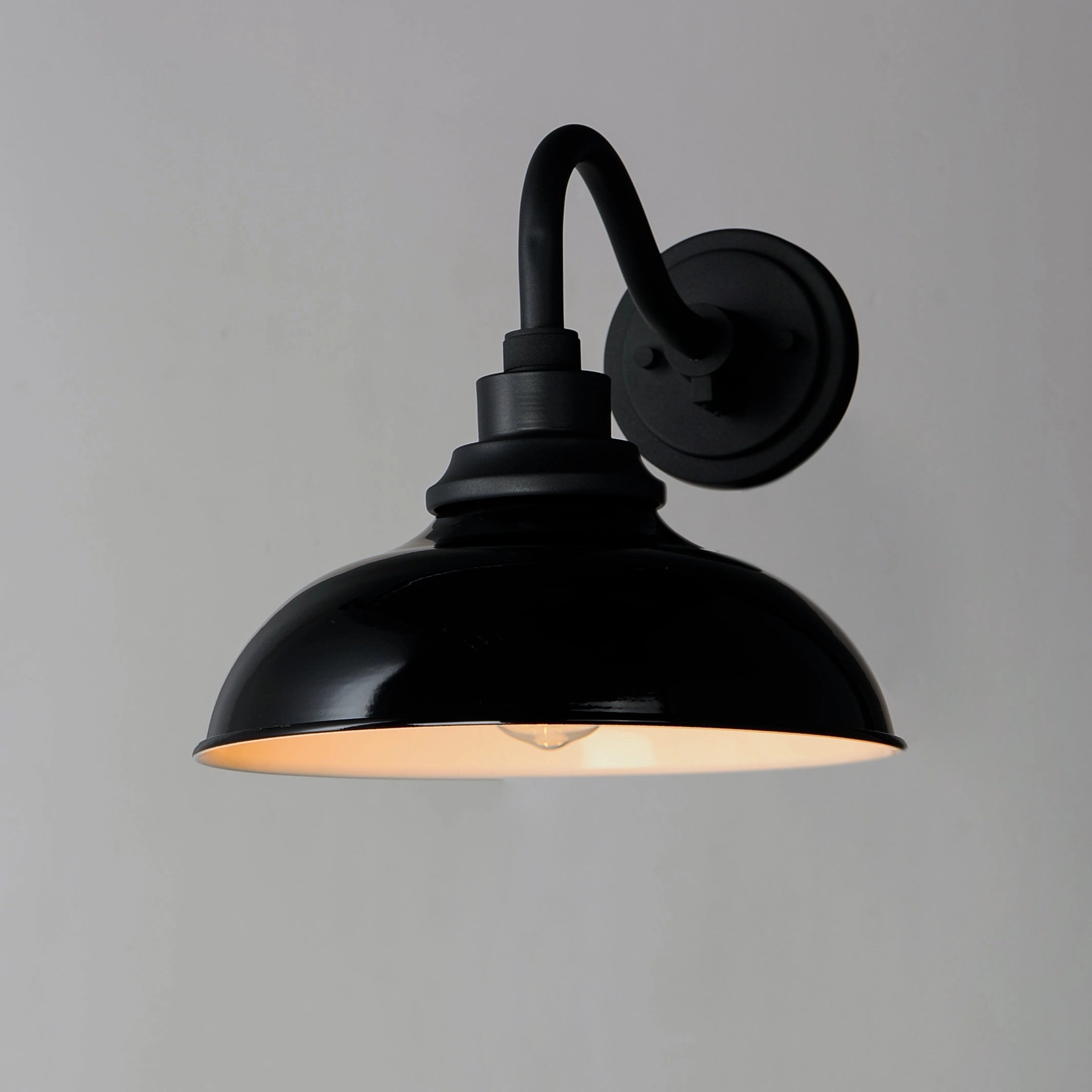 Granville One Light Outdoor Wall Lantern Gloss Black / Black