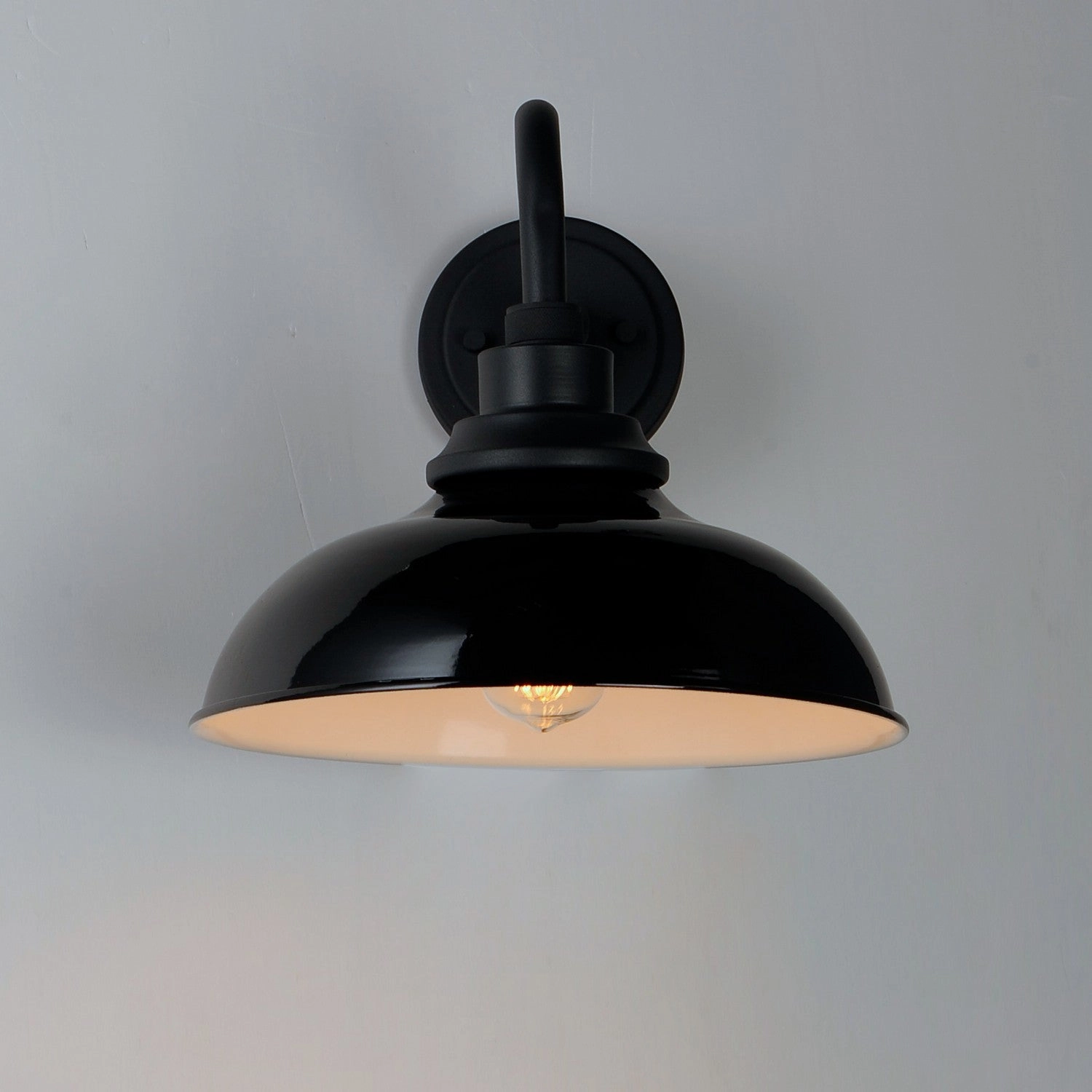Granville One Light Outdoor Wall Lantern Gloss Black / Black
