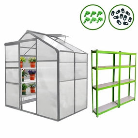 Greenhouse 6ft x 4ft And 2 x Water-resistant Racks professional grade gardening tool kit