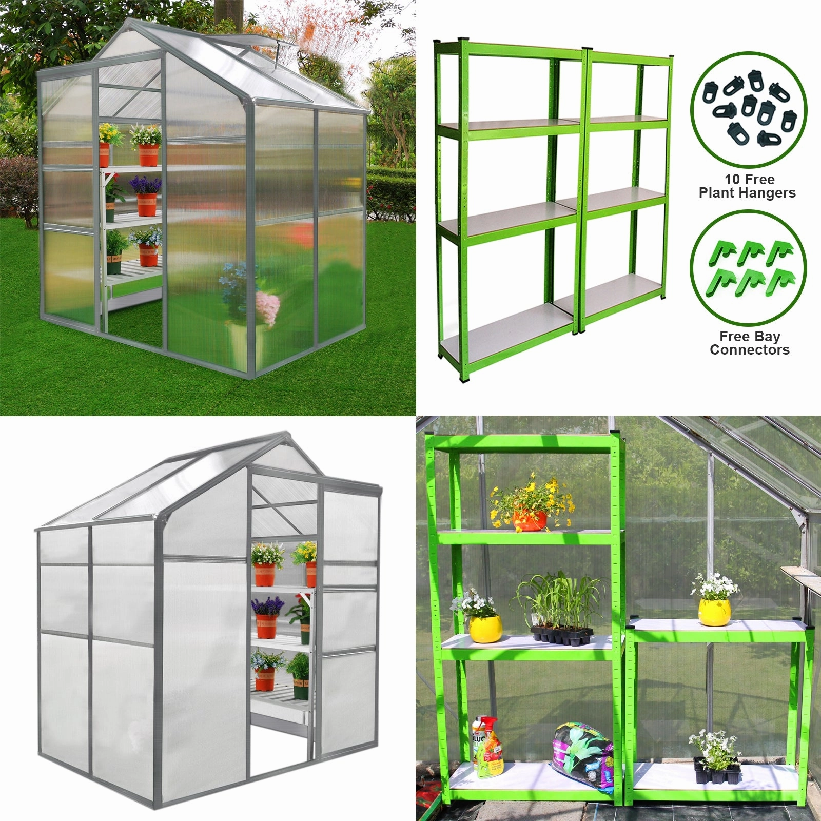 Greenhouse 6ft x 4ft And 2 x Water-resistant Racks