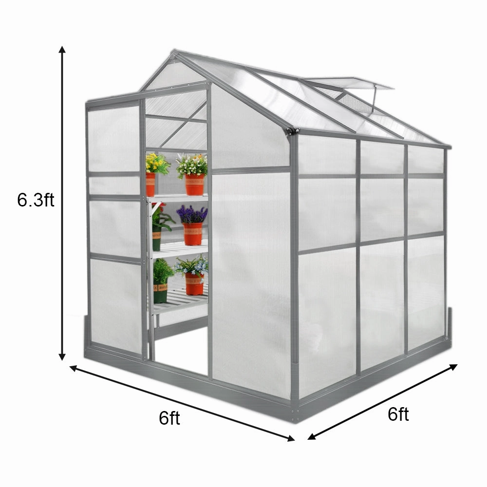 Greenhouse 6ft x 6ft With Base And 2 x Water-Resistant Racks