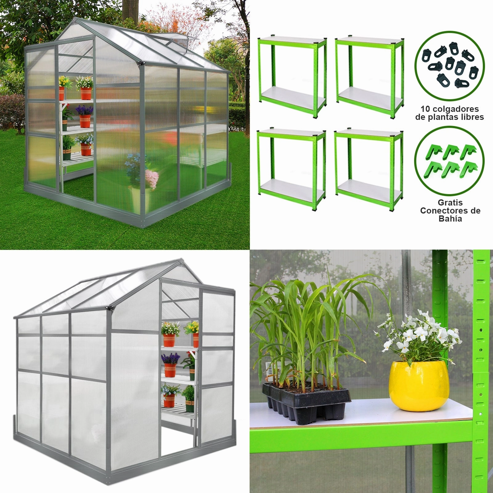 Greenhouse 6ft x 6ft With Base And 2 x Water-Resistant Racks