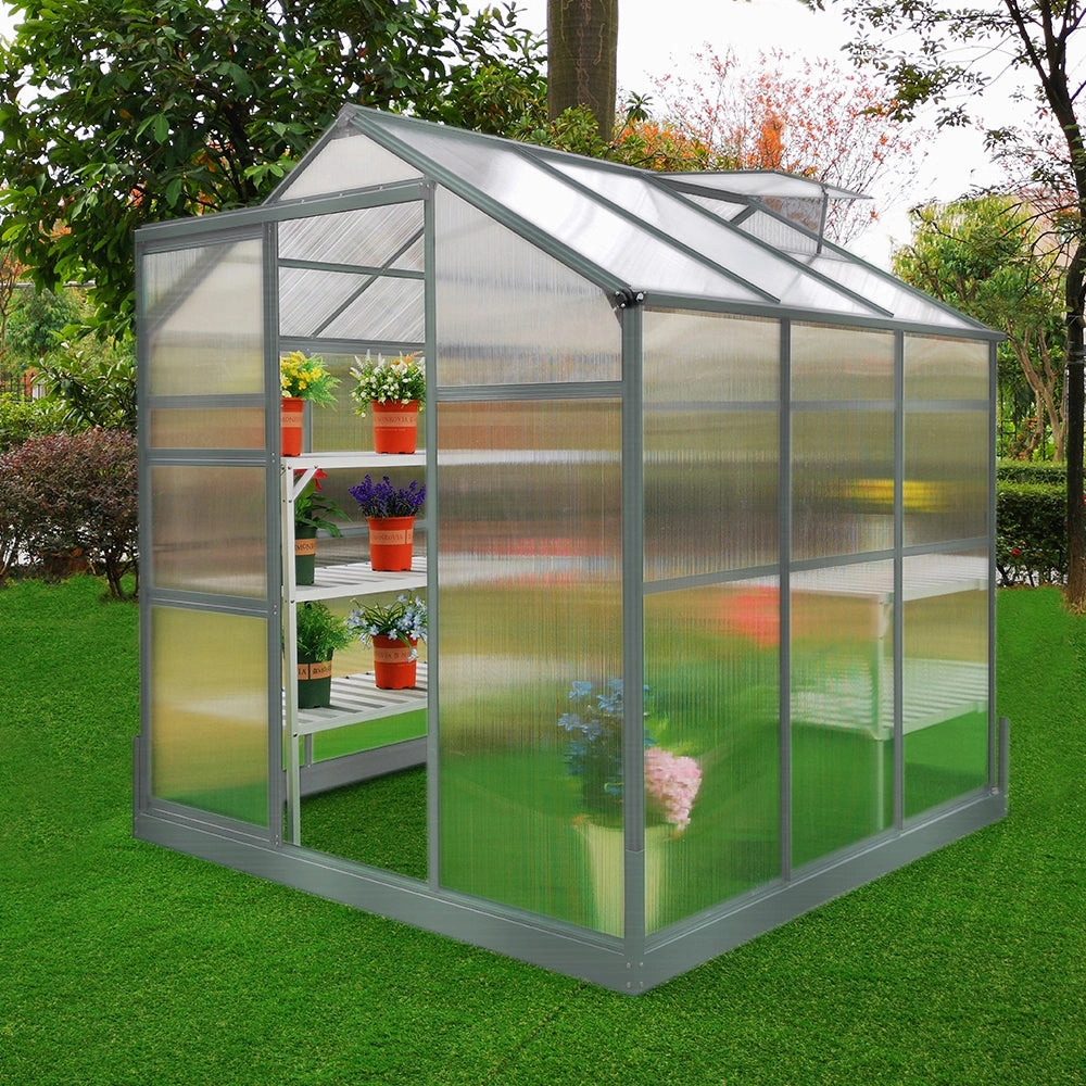 Greenhouse 6ft x 6ft With Base And 2 x Water-Resistant Racks