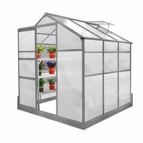 Greenhouse 6ft x 6ft With Base And 2 x Water-Resistant Racks professional grade gardening tool kit