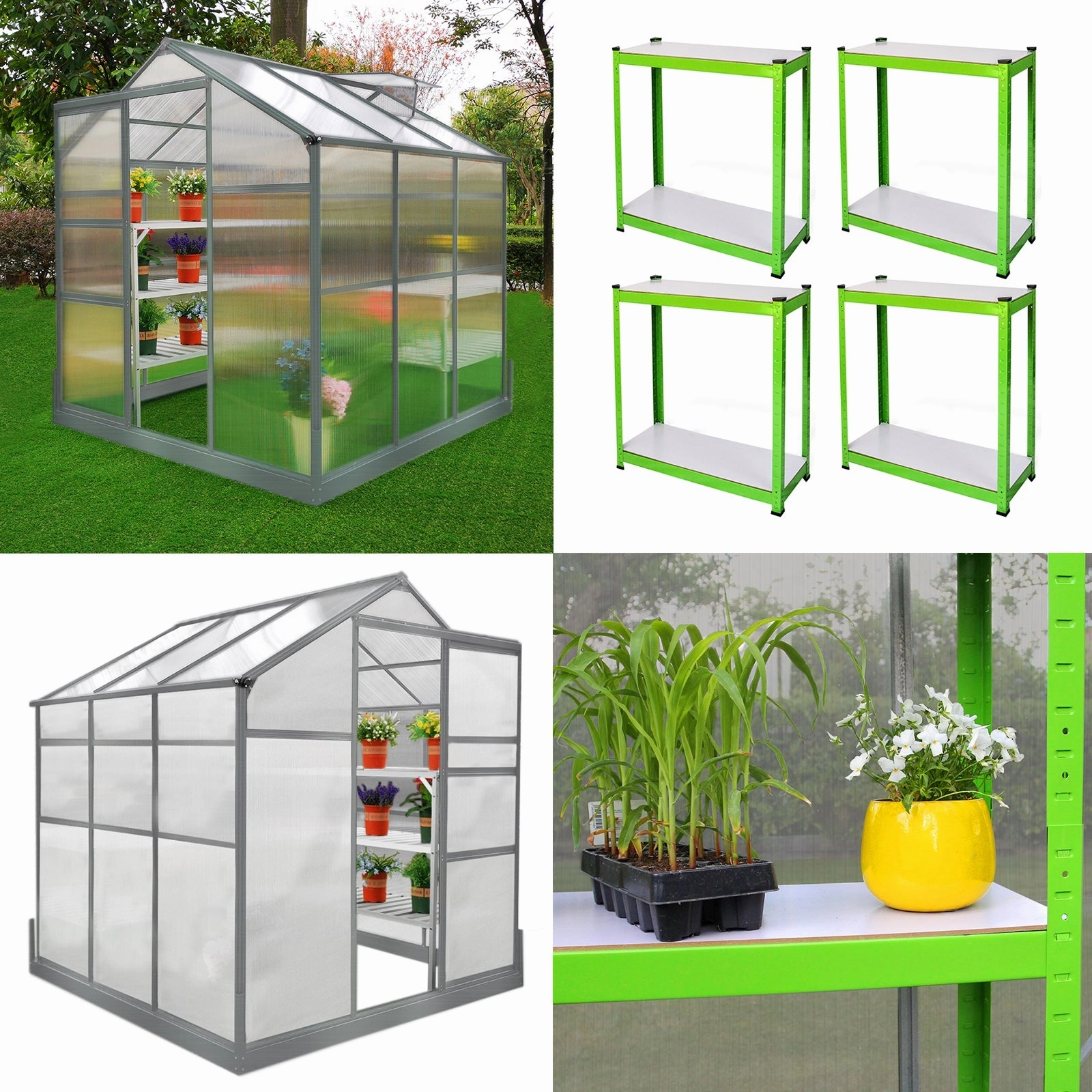 Greenhouse 6ft x 6ft With Base And 2 x Water-Resistant Racks