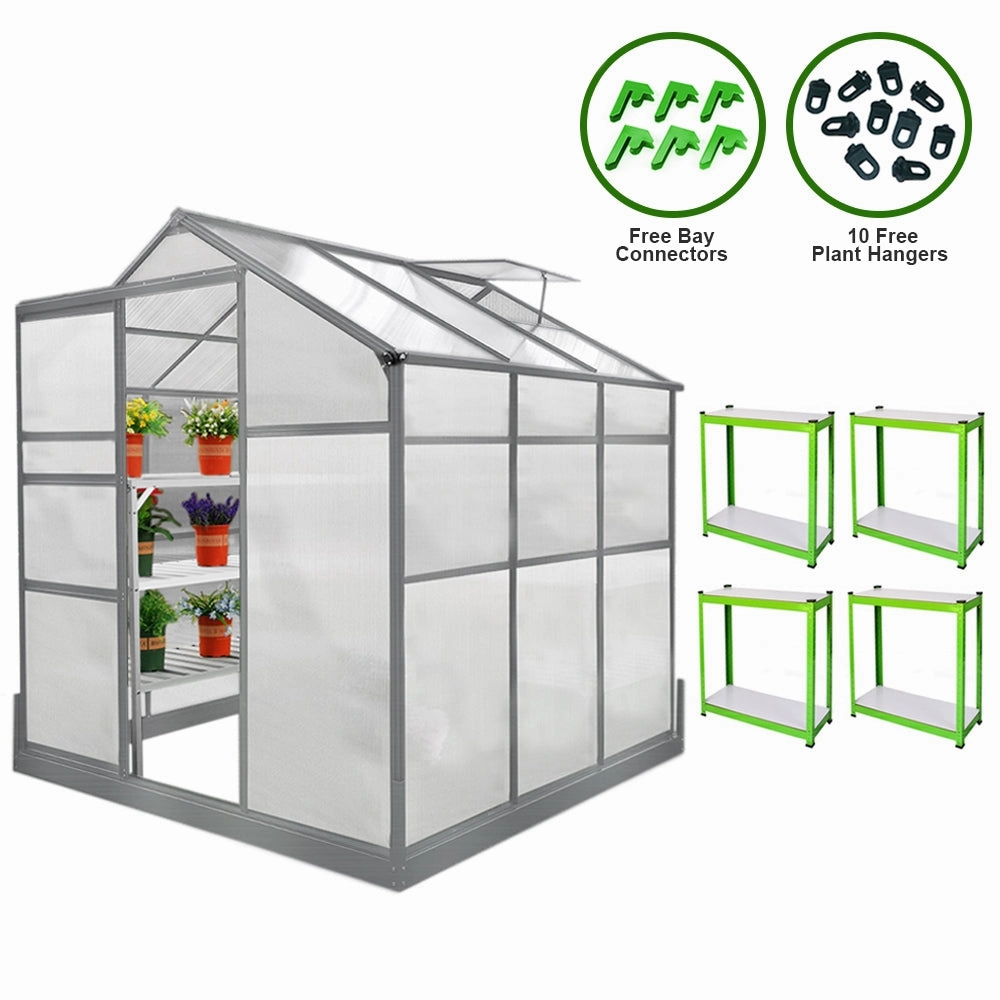 Greenhouse 6ft x 6ft With Base And 2 x Water-Resistant Racks
