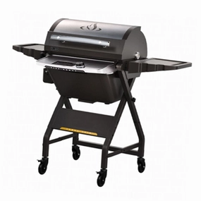 Halo Prime 1500 Portable Outdoor Pellet Grill with Cart HS-1004-XNA stainless steel BBQ grill with side table