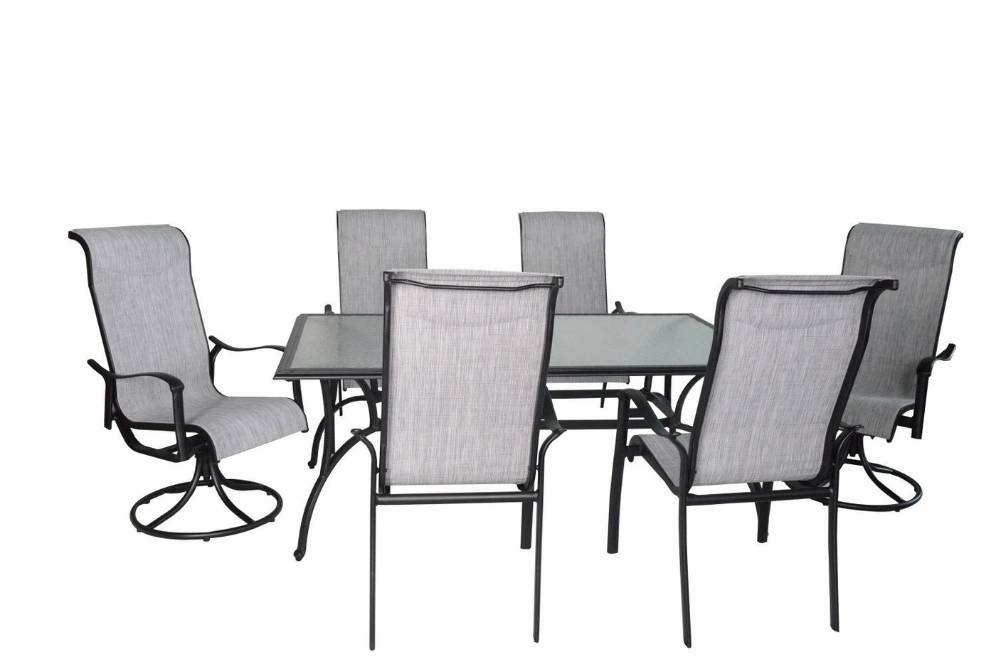 Hanlan 7-Piece 72" Outdoor Dining Set - Charcoal/Glassoutdoor patio furniture set