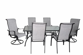 Hanlan 7-Piece 72" Outdoor Dining Set - Charcoal/Glassoutdoor patio furniture set