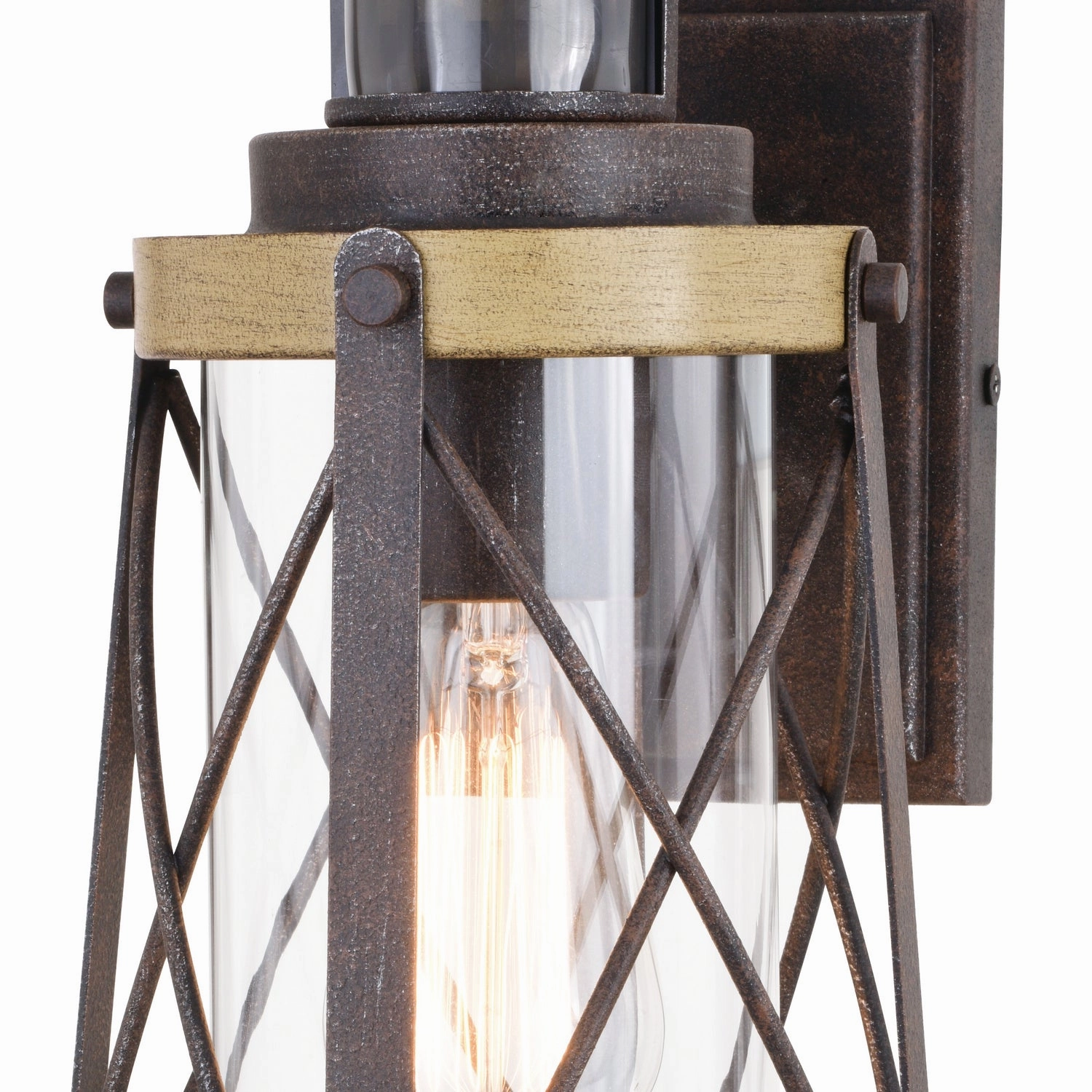 Harwood One Light Outdoor Motion Sensor Wall Light Oxidized Iron and Burnished Elm