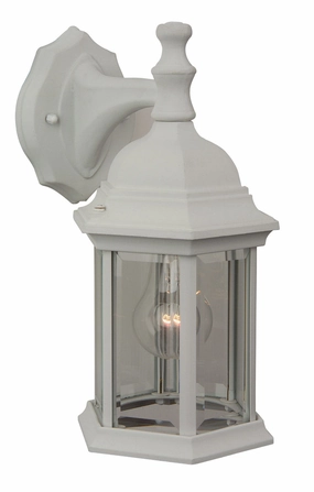 Hex Style Cast One Light Wall Mount Textured WhiteOutdoor wall sconces with motion sensor