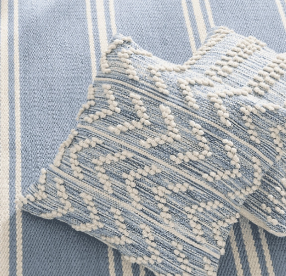 Hobnail Indoor/Outdoor Pillow Cover - Herringbone Blue