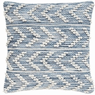 Hobnail Indoor/Outdoor Pillow Cover - Herringbone Bluewaterproof outdoor throw pillow