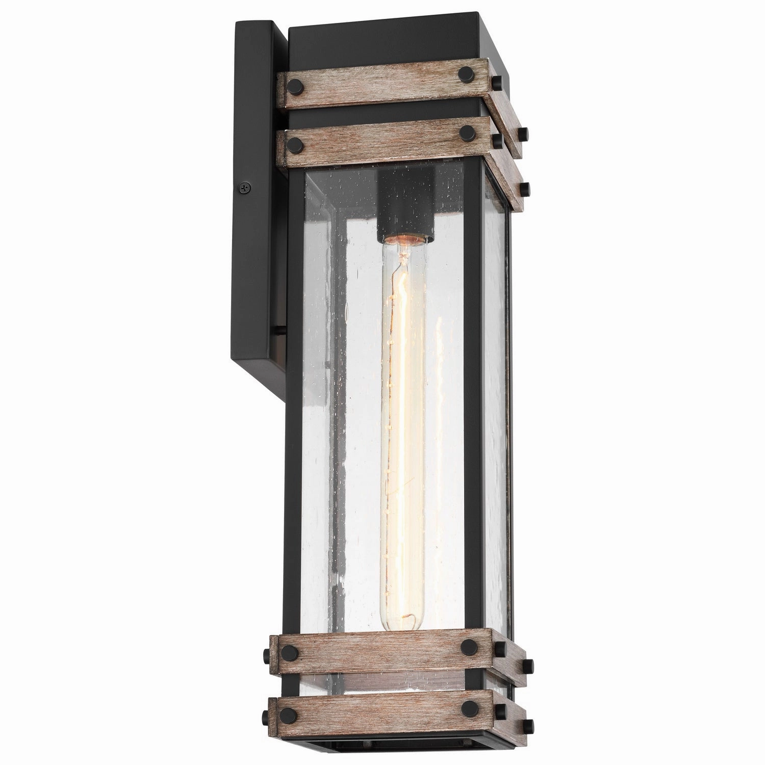 Homestead One Light Wall Lantern Black / Wood