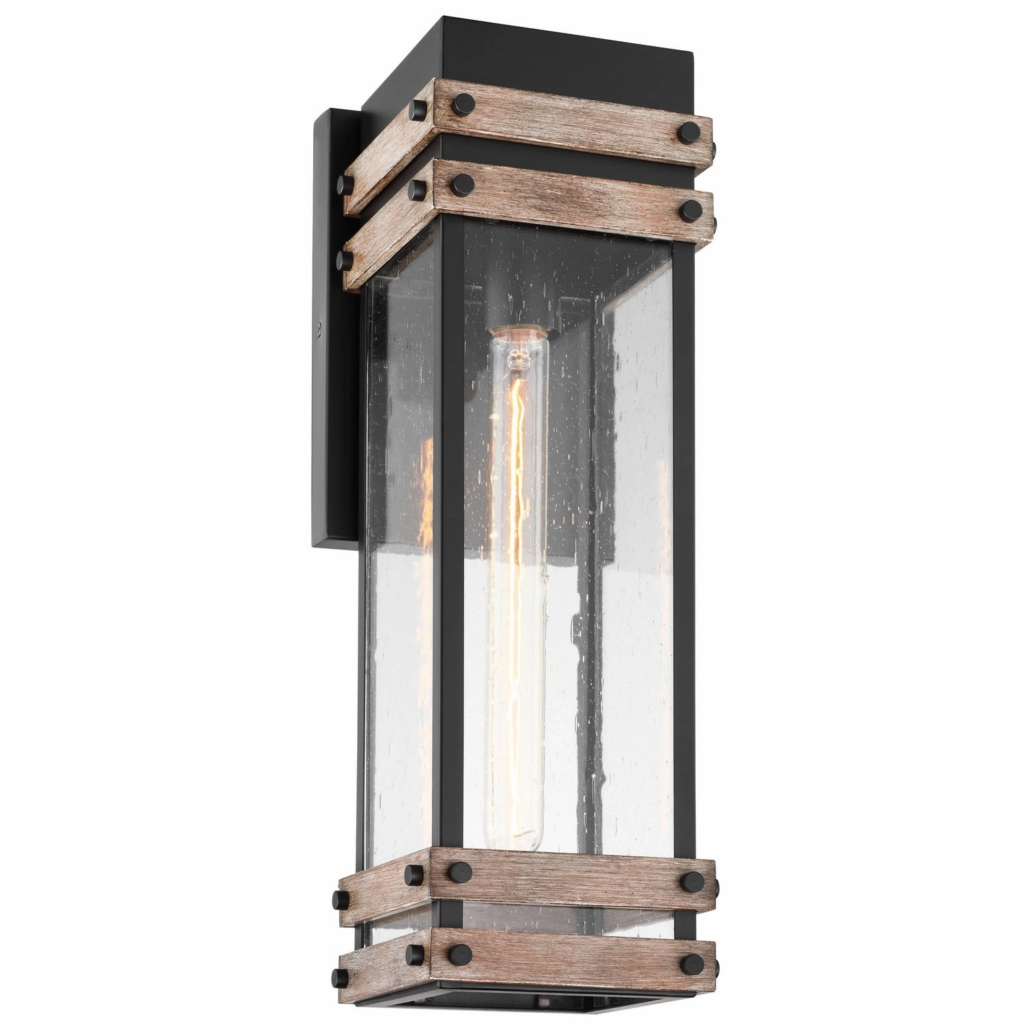 Homestead One Light Wall Lantern Black / Wood