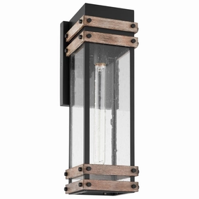 Homestead One Light Wall Lantern Black / WoodOutdoor wall sconces with motion sensor