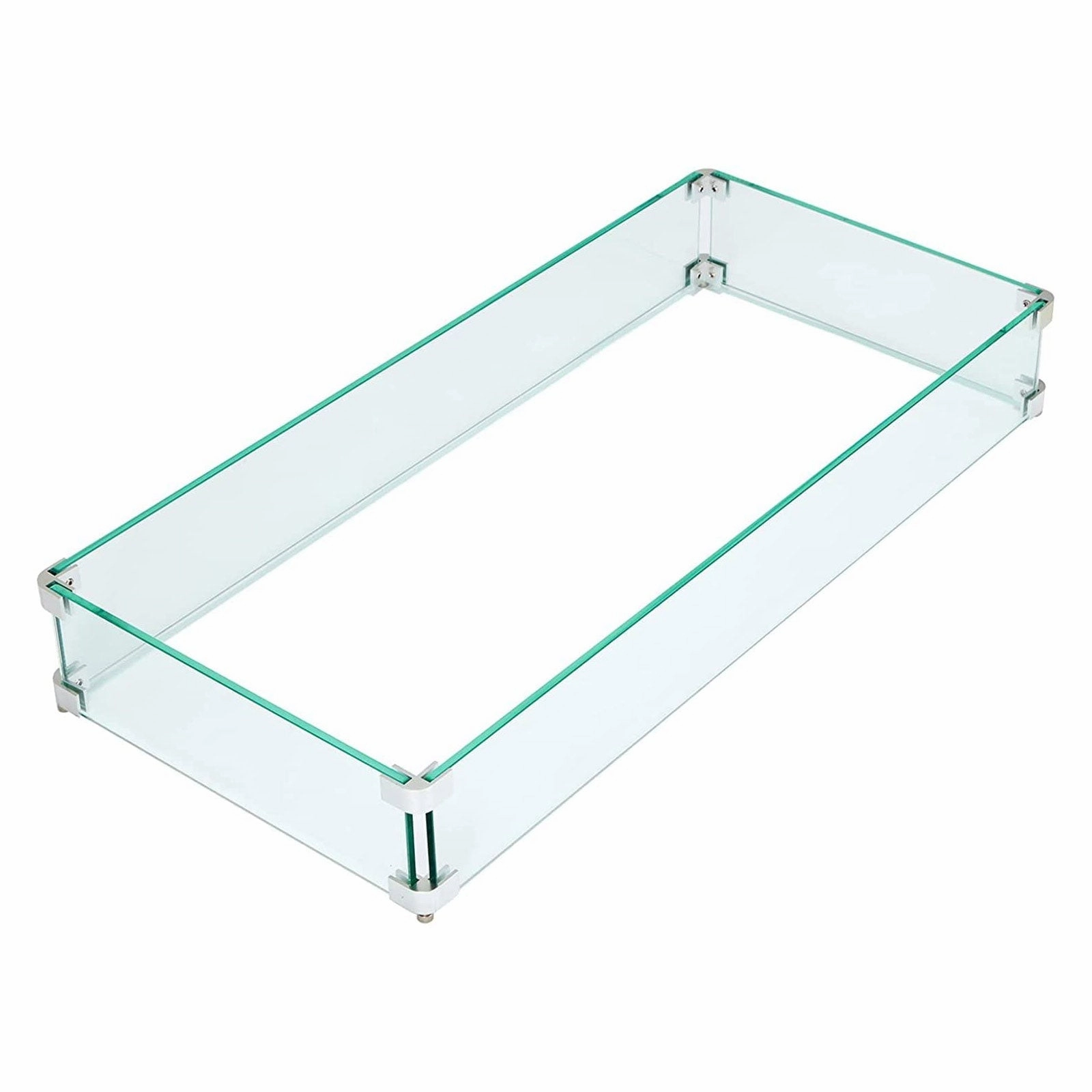 Homrest 33"x15.35"x4.72"Tempered Glass Windguard for Fire Pit Tableportable outdoor fire pit with lid
