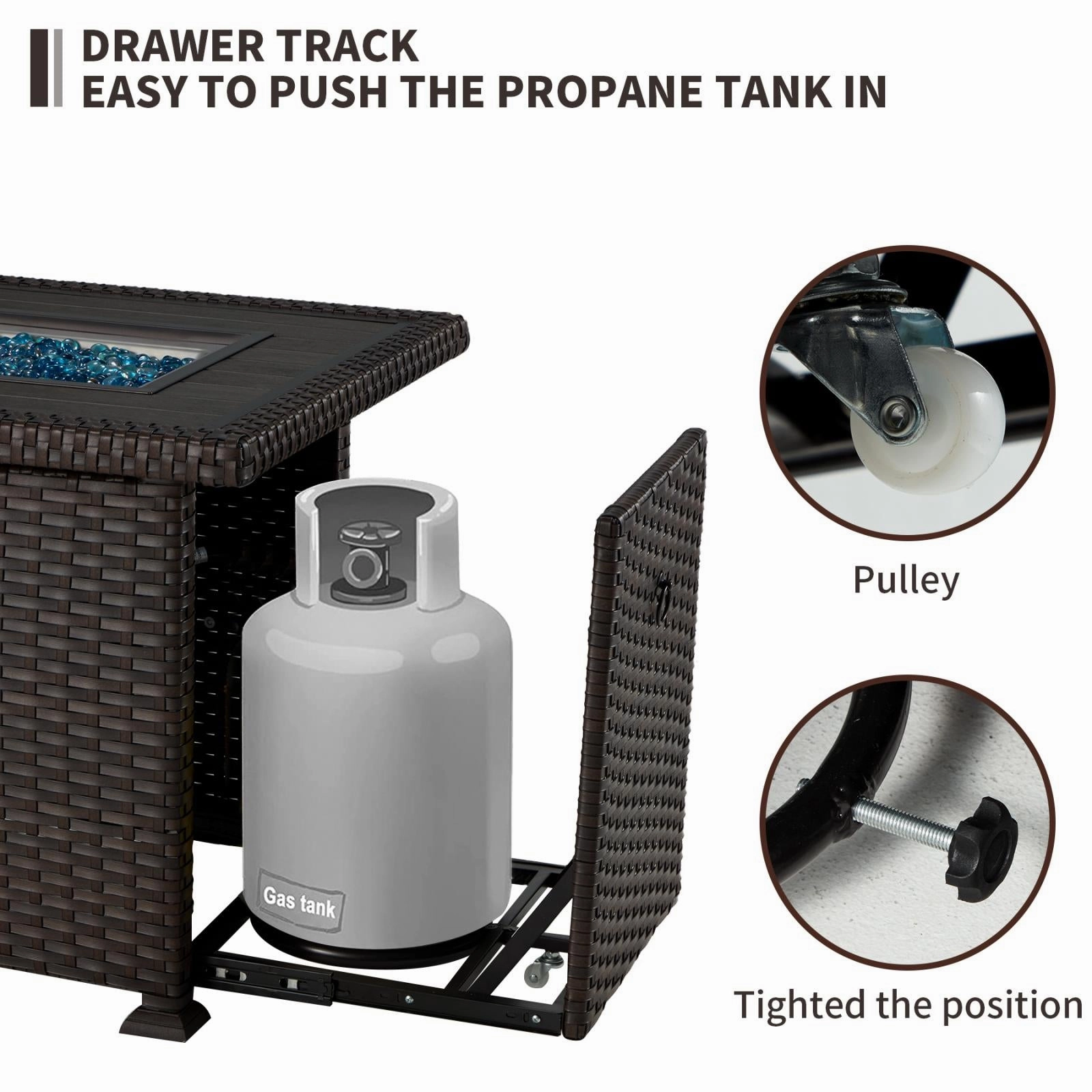 Homrest 44" Propane Gas Fire Pit Table 50000 BTU Auto-Ignition w/ Waterproof Cover, Brown