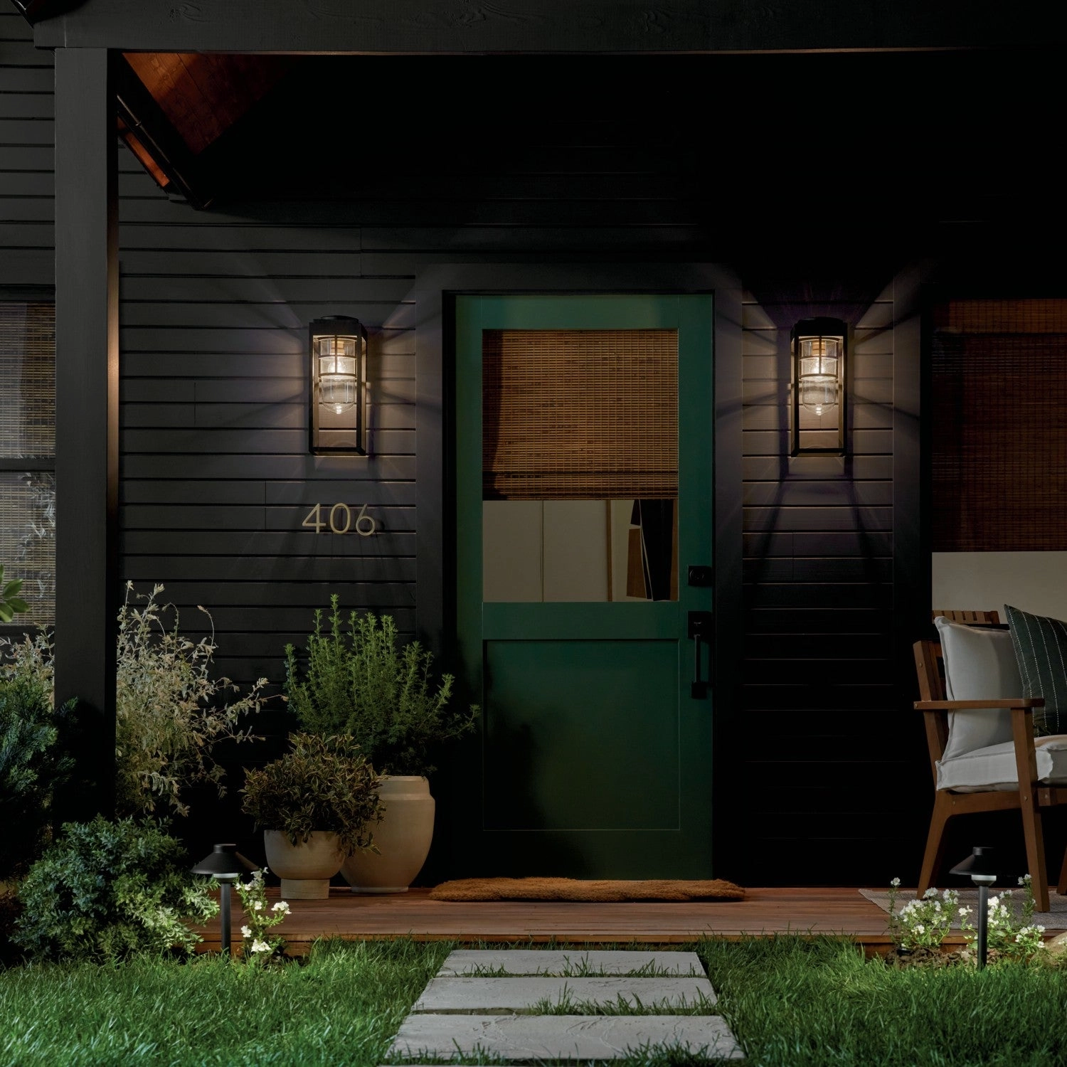 Hone One Light Outdoor Wall Mount Textured Black
