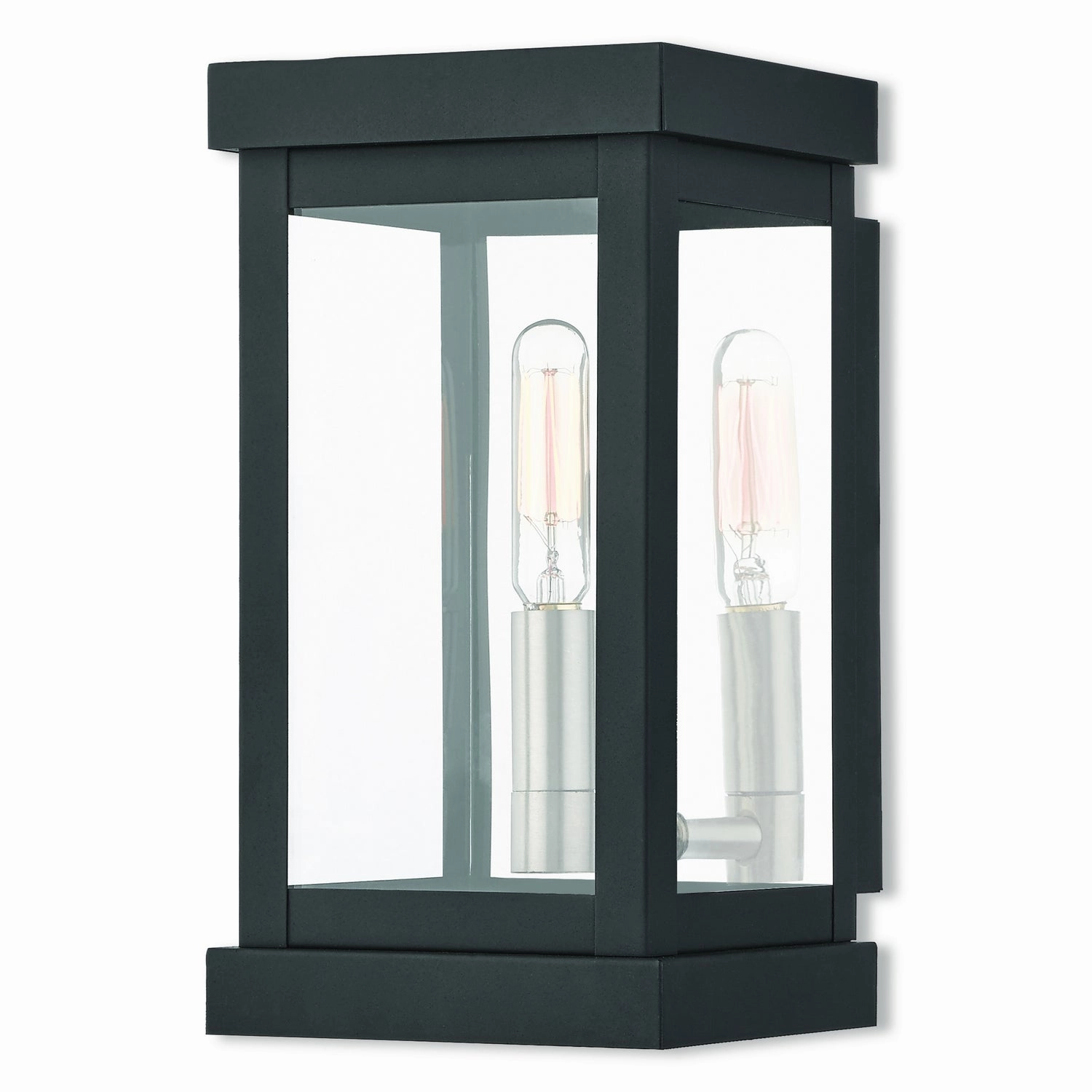 Hopewell One Light Outdoor Wall Lantern Black w/ Brushed Nickel Cluster and Polished Chrome Stainless SteelOutdoor wall sconces with motion sensor