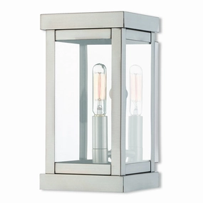Hopewell One Light Outdoor Wall Lantern Brushed Nickel w/ Polished Chrome Stainless SteelOutdoor wall sconces with motion sensor