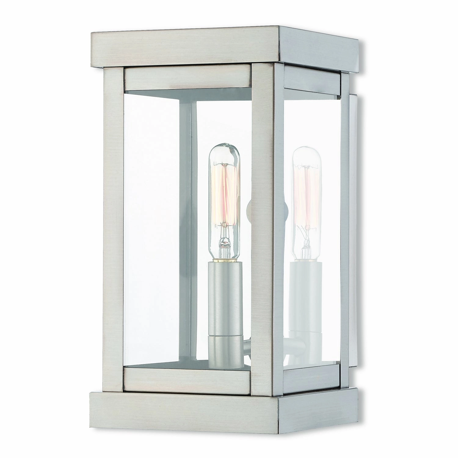 Hopewell One Light Outdoor Wall Lantern Brushed Nickel w/ Polished Chrome Stainless SteelOutdoor wall sconces with motion sensor