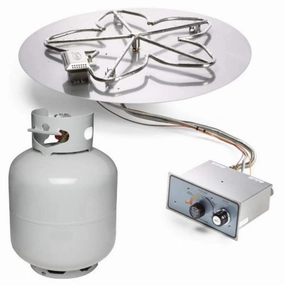 HPC Fire 14" Round Flat Push Button Ignition Small Tank Fire Pit Insertportable outdoor fire pit with lid