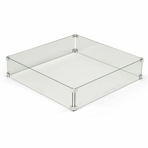 HPC Fire 31-Inch Fire Pit Glass Wind Guard Square WG31-SQFireproof mat for under fire pit