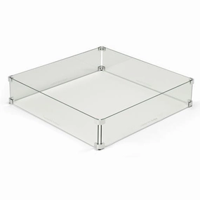 HPC Fire 31-Inch Fire Pit Glass Wind Guard Square WG31-SQFireproof mat for under fire pit