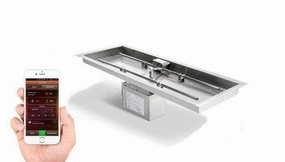 HPC Fire 36"x14" Rectangle S-Burner Bowl Pan Electronic Ignition HI/LO Fire Pit Insertportable outdoor fire pit with lid