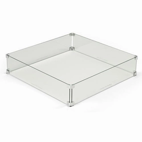 HPC Fire 49-Inch Fire Pit Glass Wind Guard Square WG49-SQFireproof mat for under fire pit