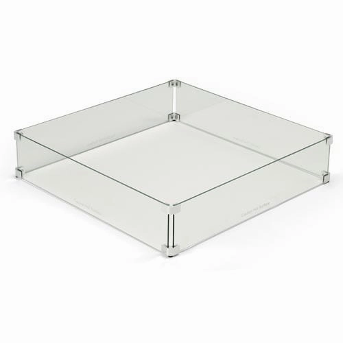 HPC Fire 49-Inch Fire Pit Glass Wind Guard Square WG49-SQFireproof mat for under fire pit