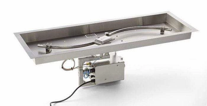 HPC Fire 54"x16" Rectangle S-Burner Bowl Pan Electronic Ignition Fire Pit Insertportable outdoor fire pit with lid