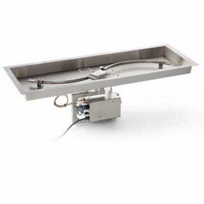 HPC Fire 54"x16" Rectangle S-Burner Bowl Pan Electronic Ignition HI/LO Fire Pit Insertportable outdoor fire pit with lid