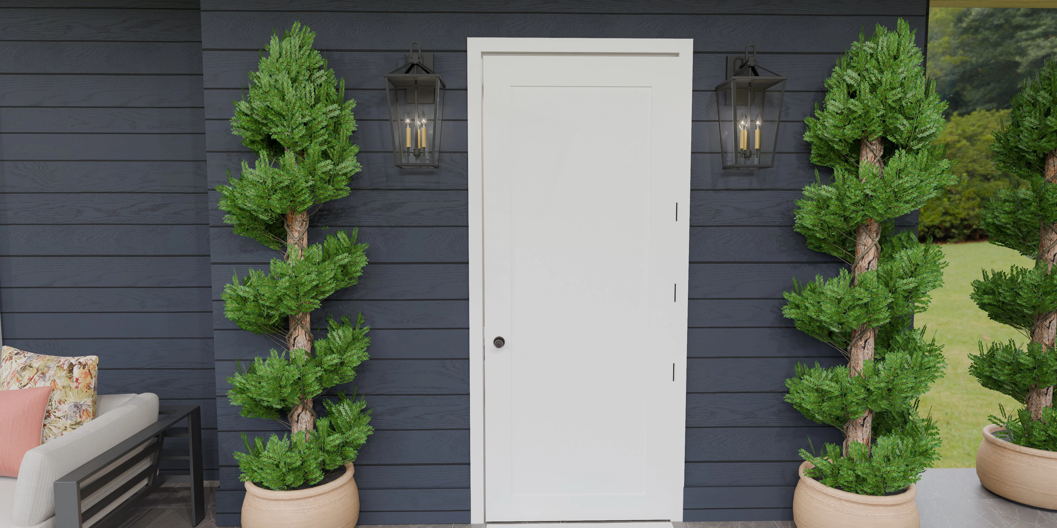 Hull Three Light Outdoor Wall Mount Matte Black