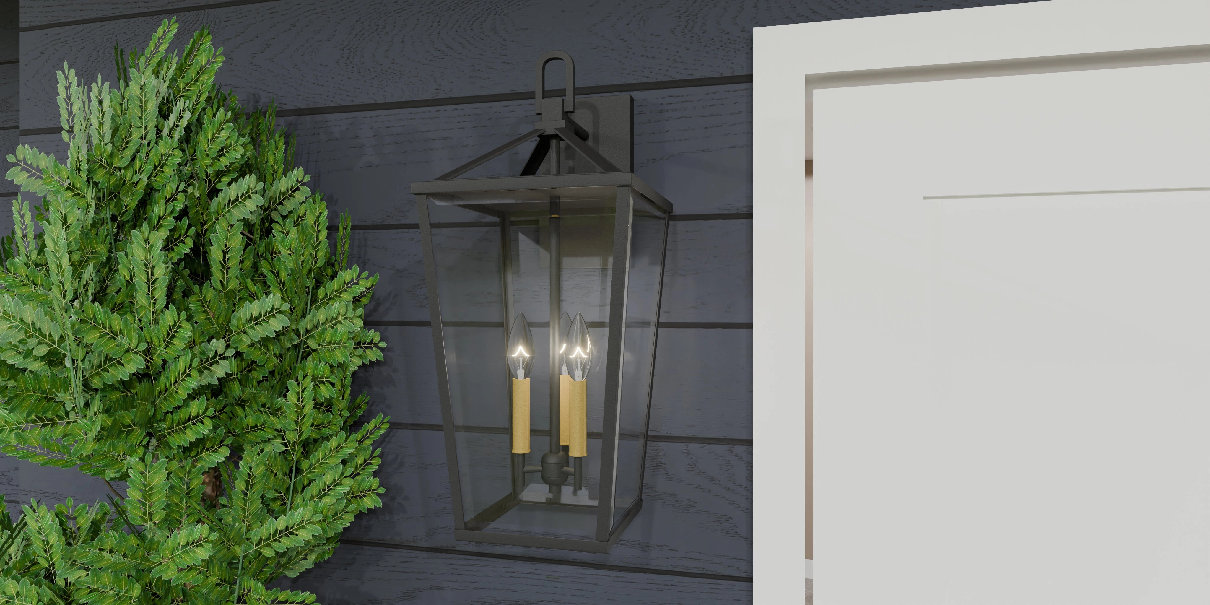 Hull Three Light Outdoor Wall Mount Matte Black