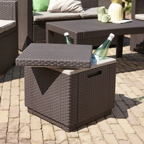 Ice Cube Cooler Table Brownoutdoor table for balcony or garden