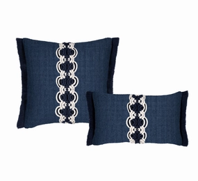 Indigo Macrame Indoor/Outdoor Pillowwaterproof outdoor throw pillow