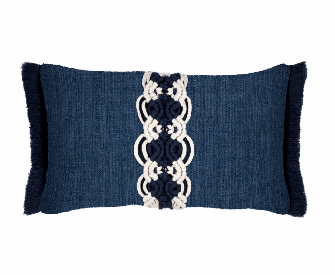 Indigo Macrame Indoor/Outdoor Pillow