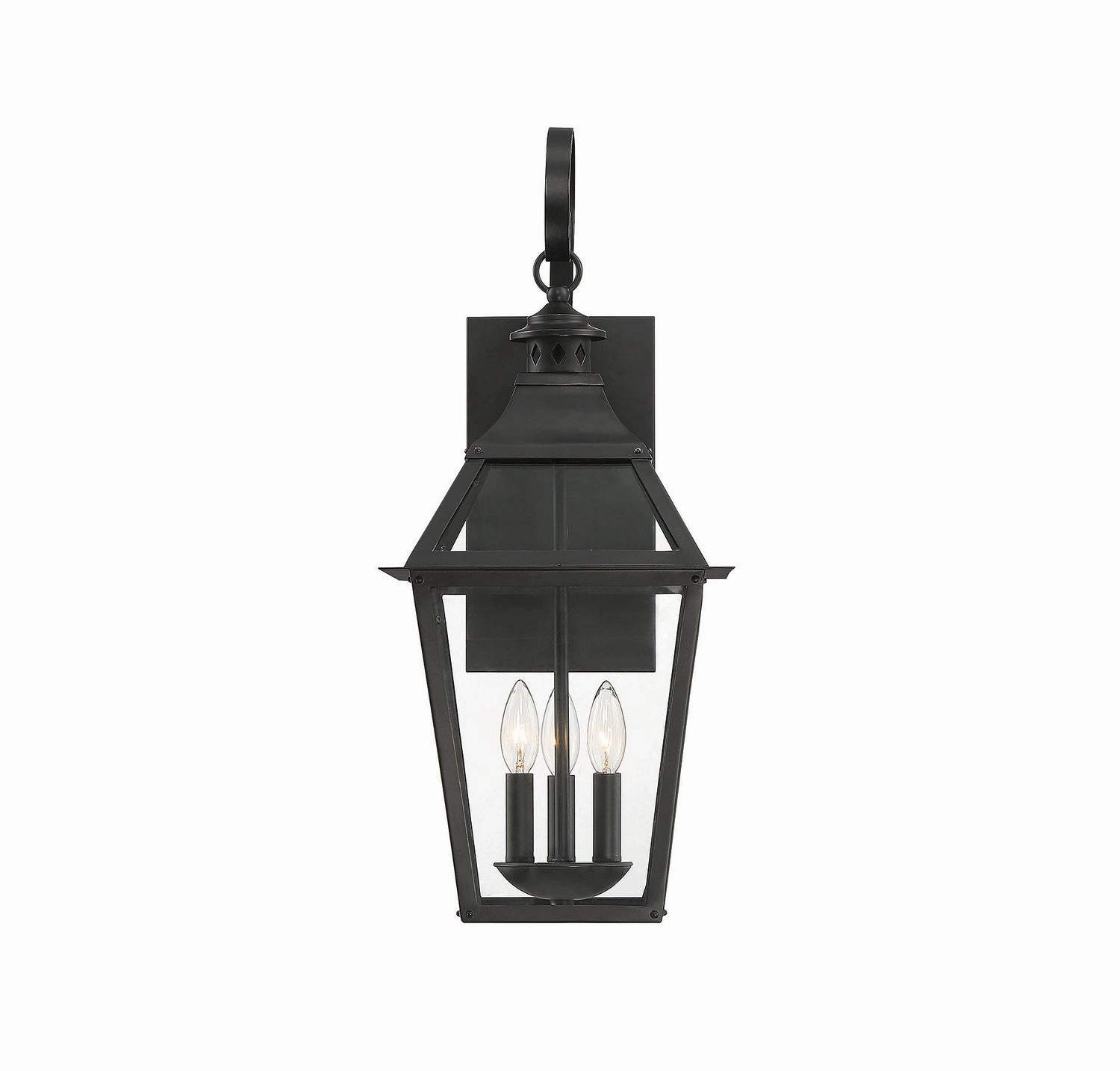 Jackson Three Light Outdoor Wall Sconce Black with Gold Highlights