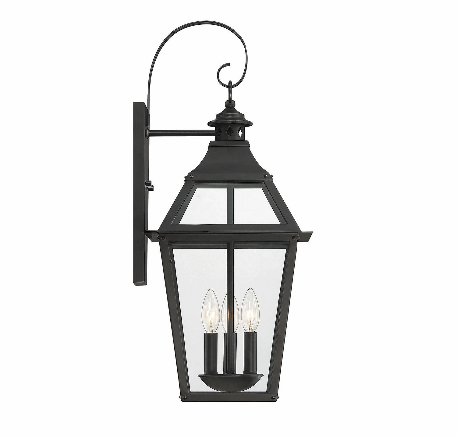 Jackson Three Light Outdoor Wall Sconce Black with Gold Highlights