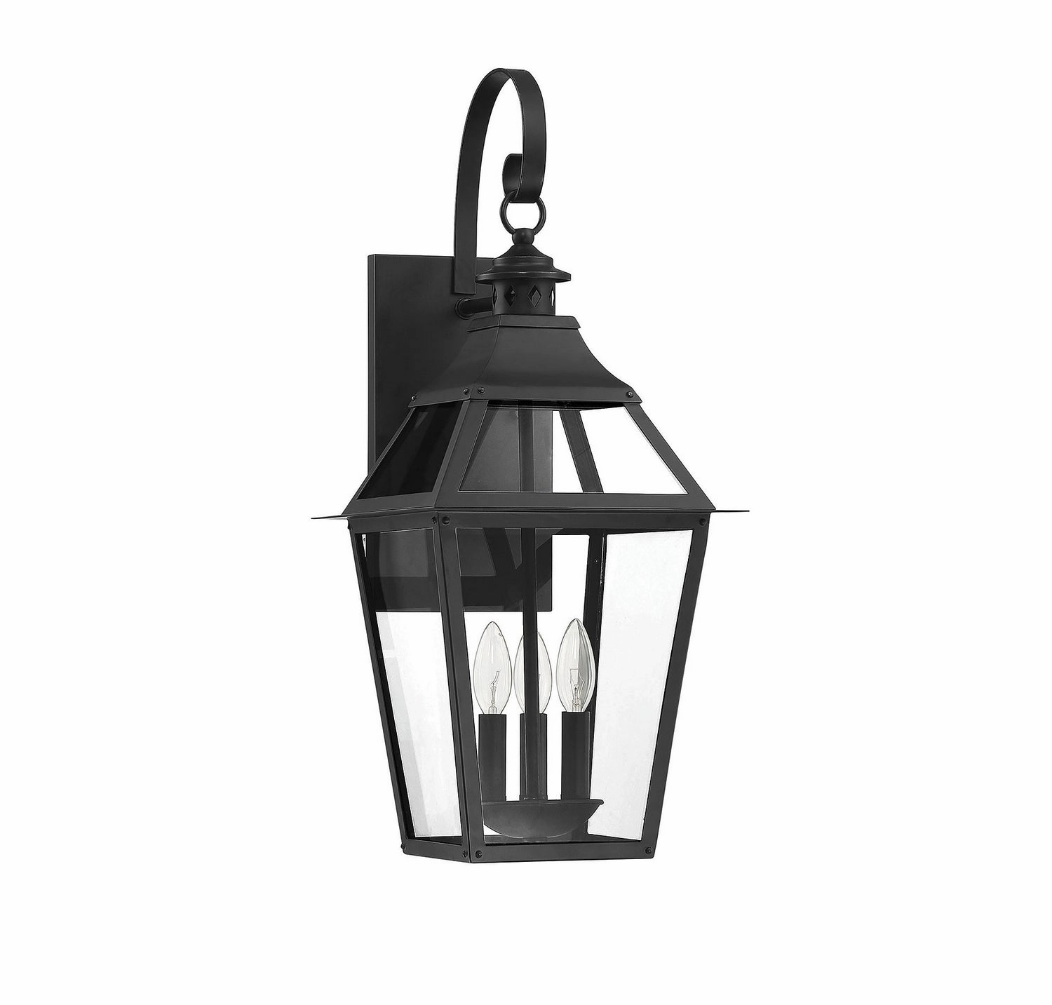 Jackson Three Light Outdoor Wall Sconce Black with Gold Highlights