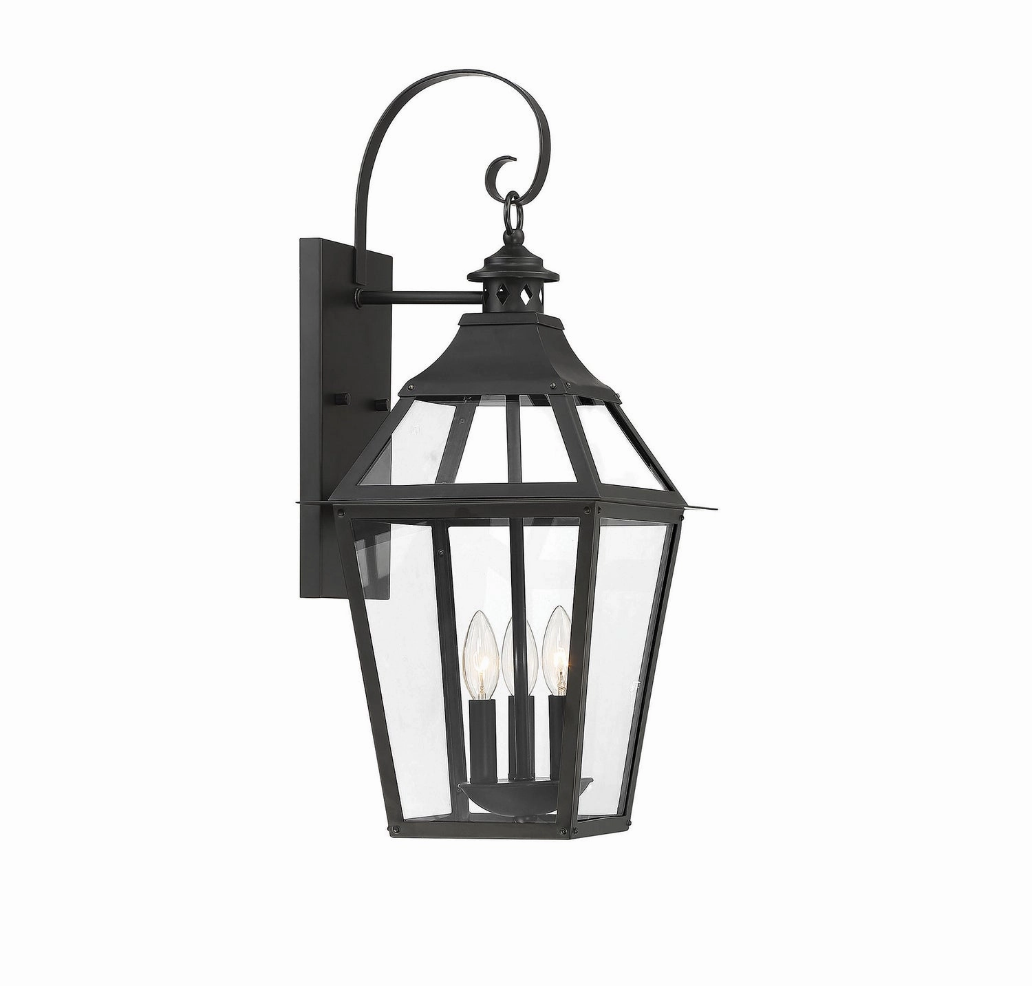 Jackson Three Light Outdoor Wall Sconce Black with Gold Highlights