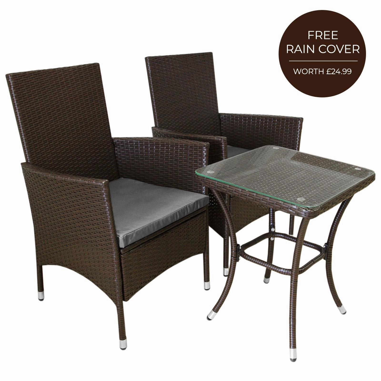 Jard Rattan Bistro Set Brown