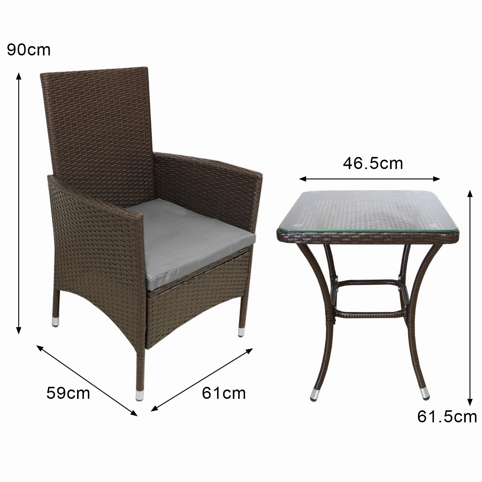 Jard Rattan Bistro Set Brown