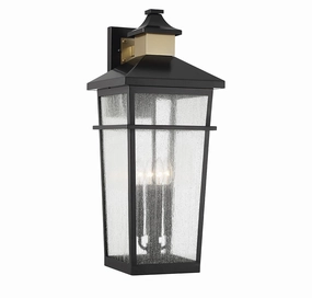 Kingsley Four Light Outdoor Wall Lantern Matte Black with Warm BrassOutdoor wall sconces with motion sensor